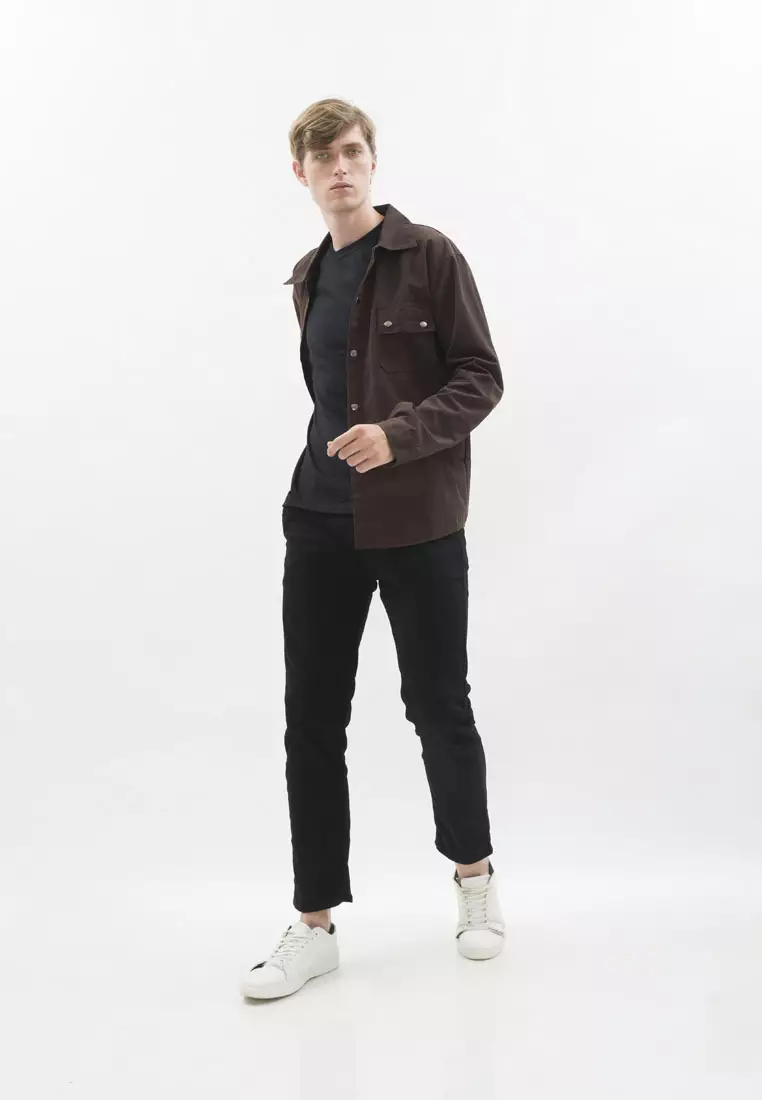 Jaket parka outer jaket pria semi parka warna coklat