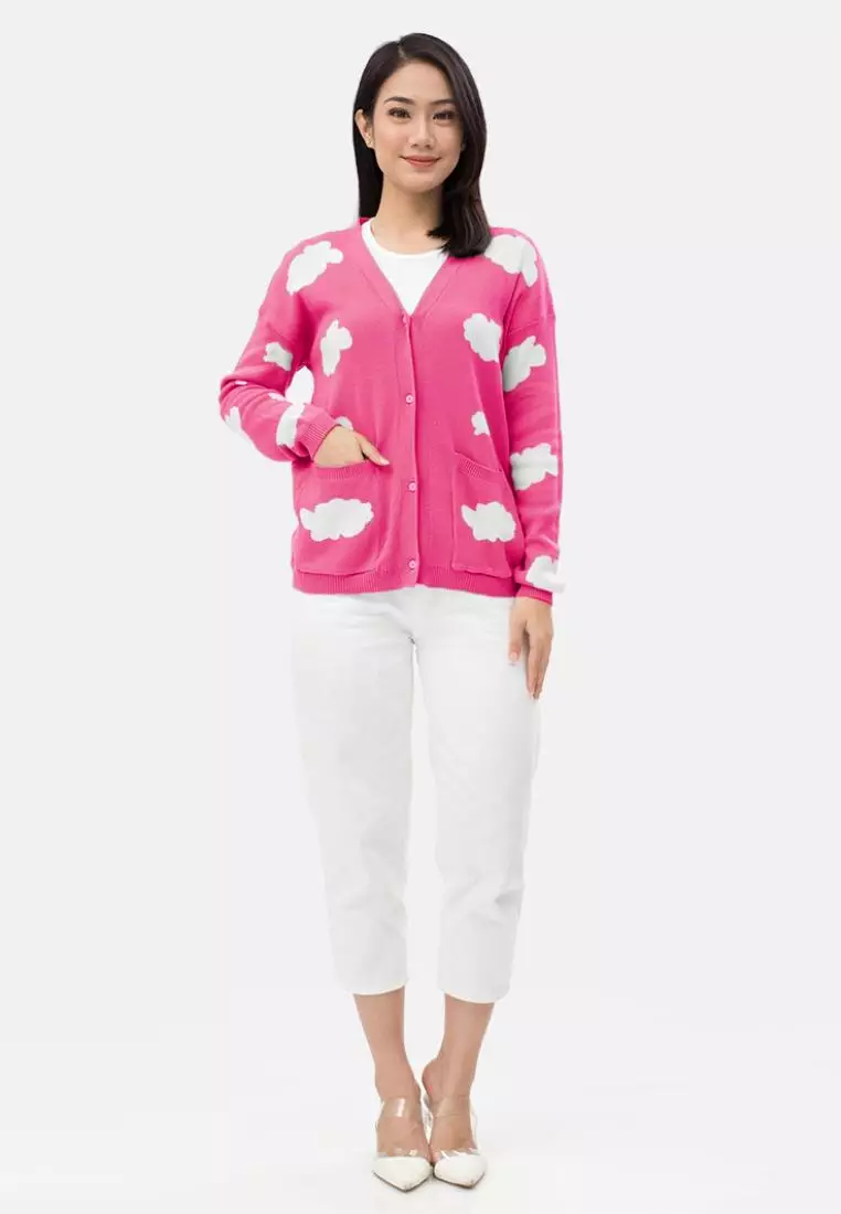 Cloud Knit Cardigan in Fuschia