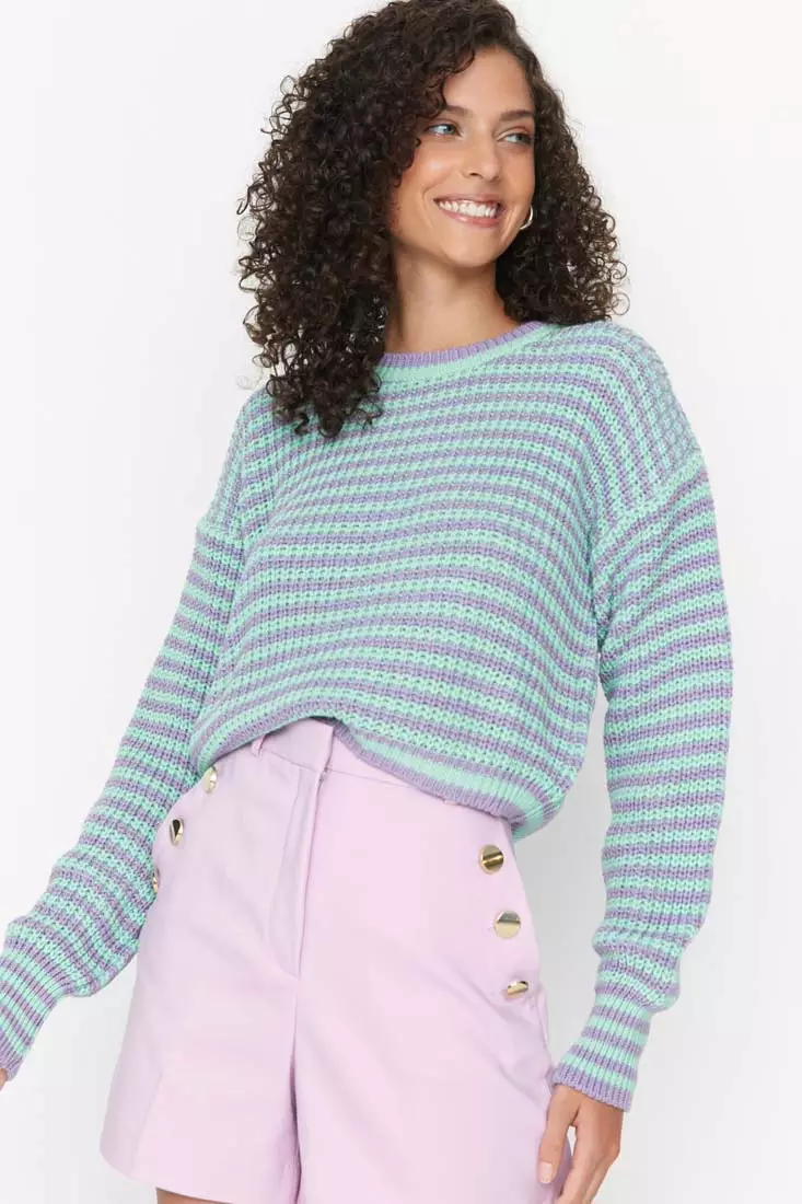Crop Crew Neck Knit Sweater