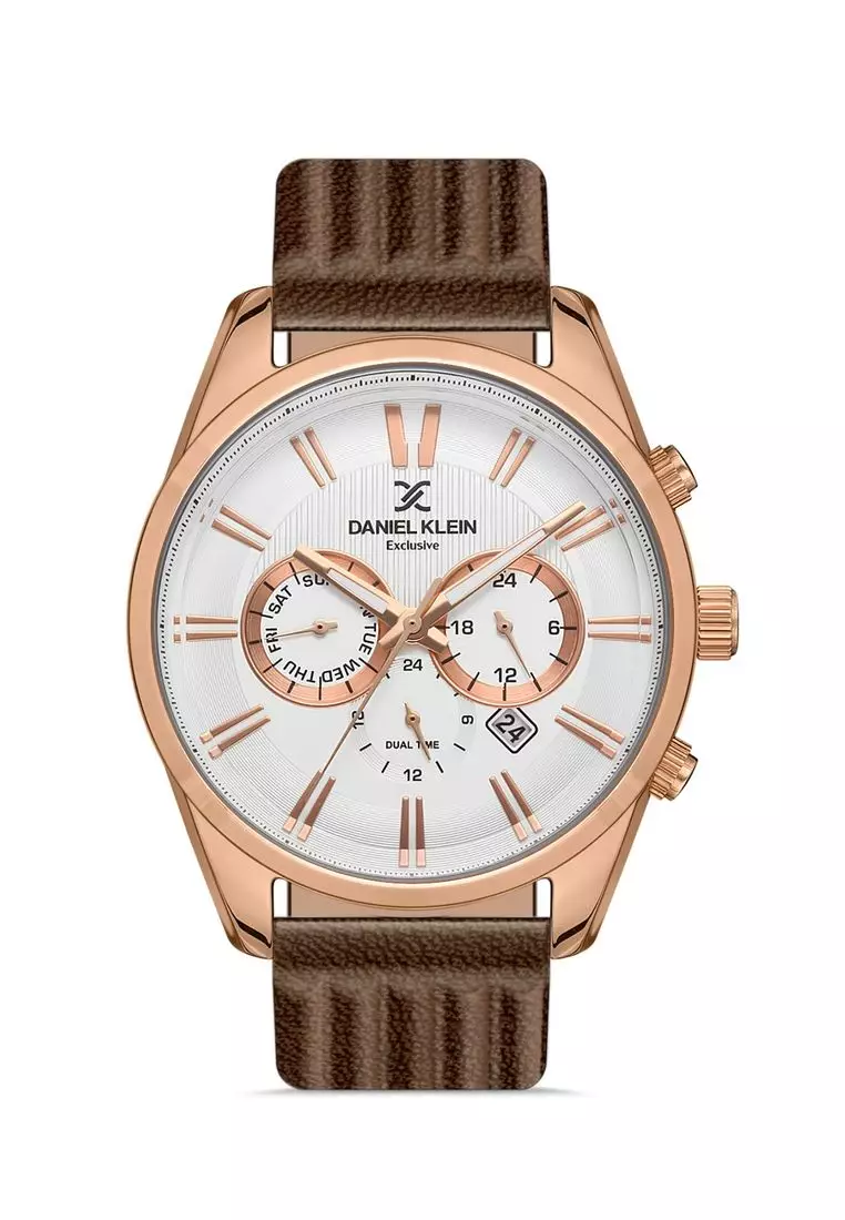 Daniel Klein Exclusive Men s Chronograph Watch DK.1.13120 6 Brown Genuine Leather Strap Watch Watch for Men