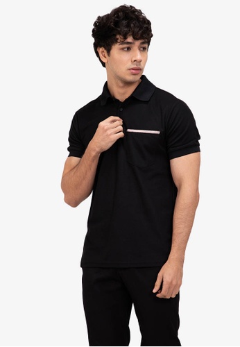 ZALORA BASICS black Grosgrain Trim Pocket Polo Shirt 2E518AA9BF0195GS_1