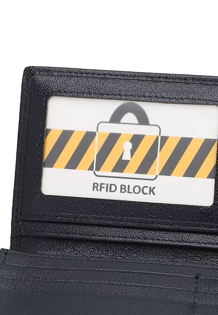 Men's Genuine Leather RFID Blocking Fortune Long Wallet (Dompet Pria Kulit Genuine RFID Blocking) - Biru