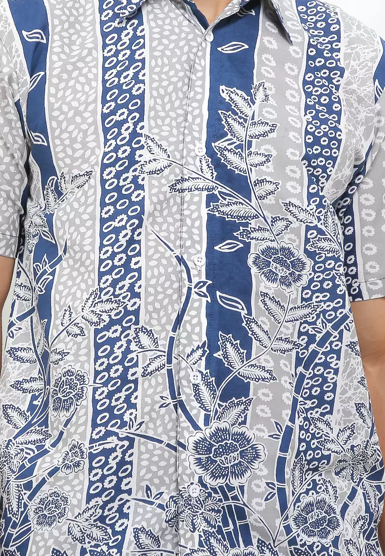Flower Kemeja Batik Premium Pria Casual Modern Lengan Pendek