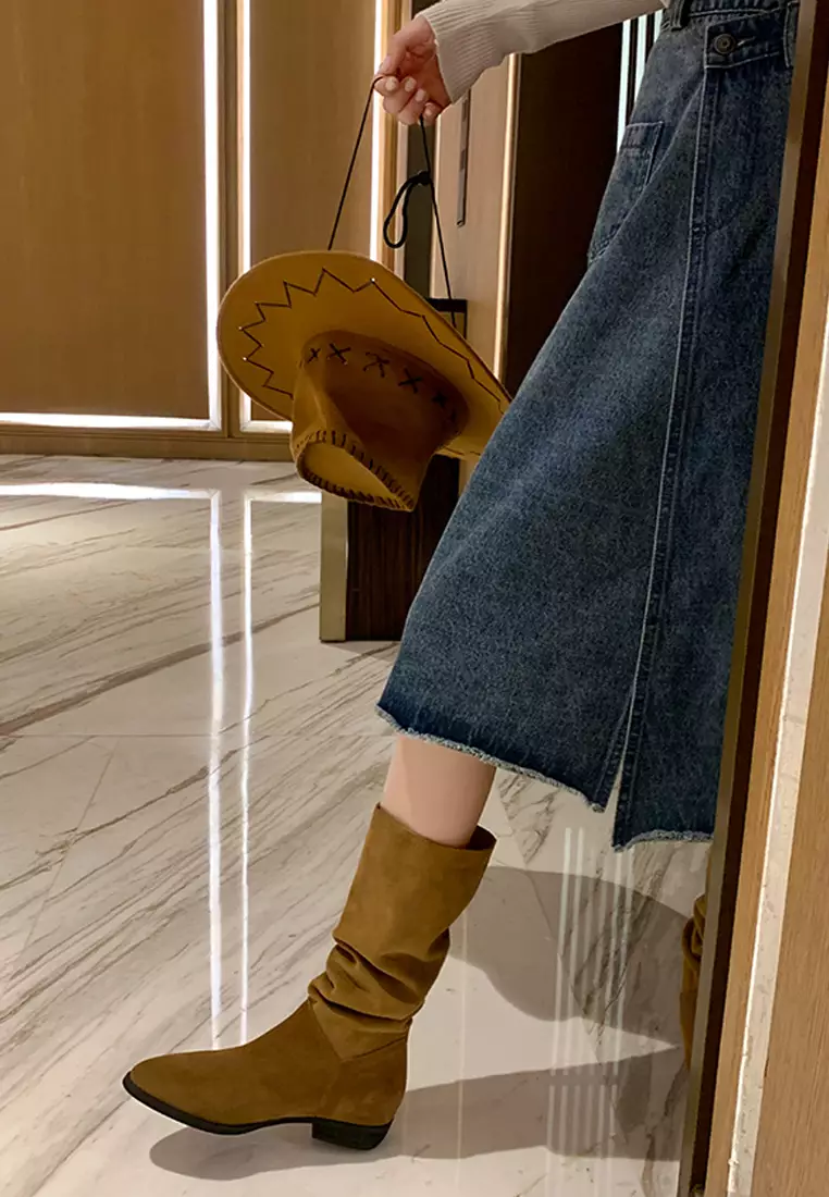 Pointy Suede Fabric Long Boots QZ2894-3