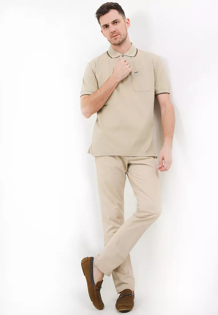 Crocodile CRCOLE 3 Oat - Baju Pria Men Polo Shirt - Relax Fit - Katun