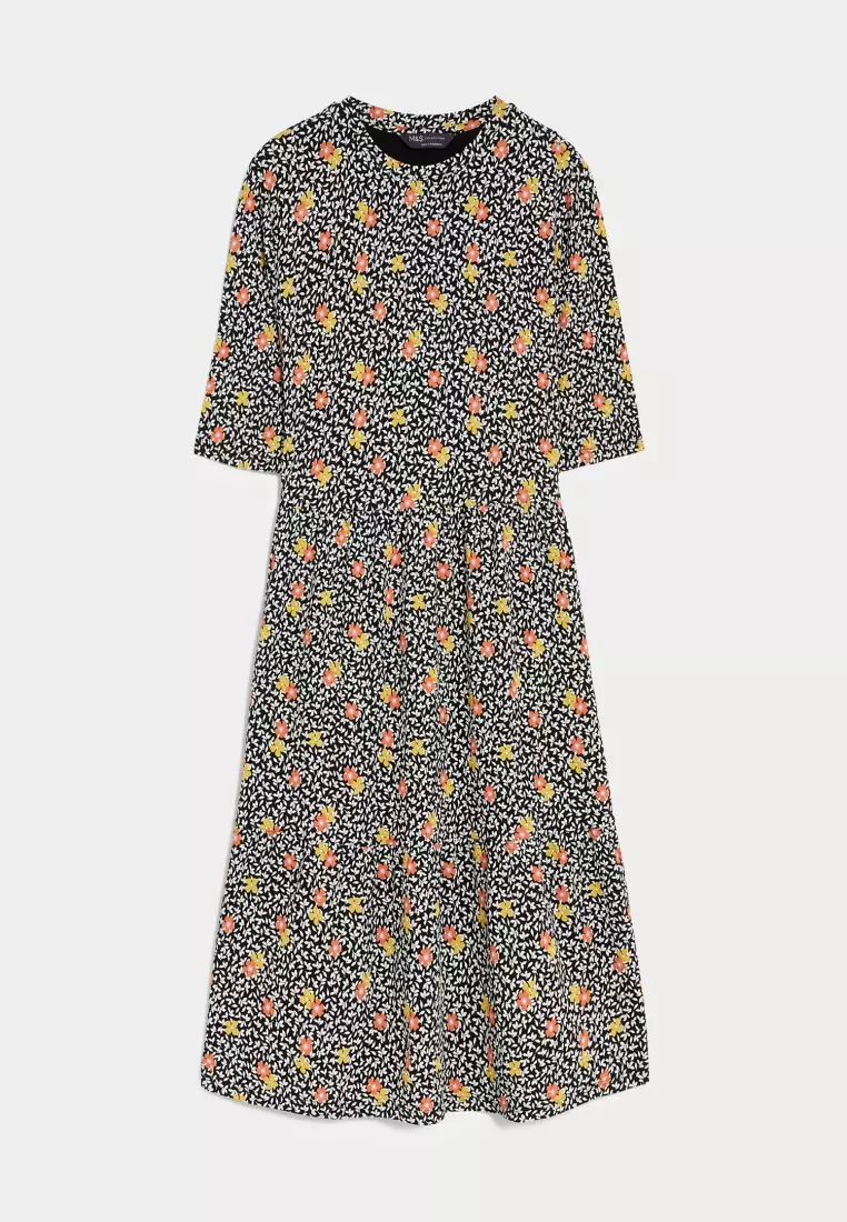 Buy MARKS & SPENCER Jersey Printed Knee Length Tiered Dress 2024 Online