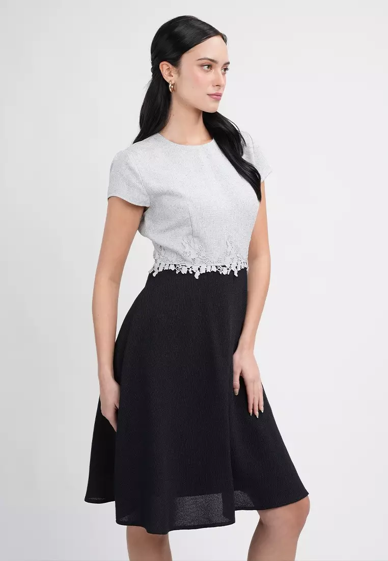 Kylie Elegant Two-Tone A-Line Dress