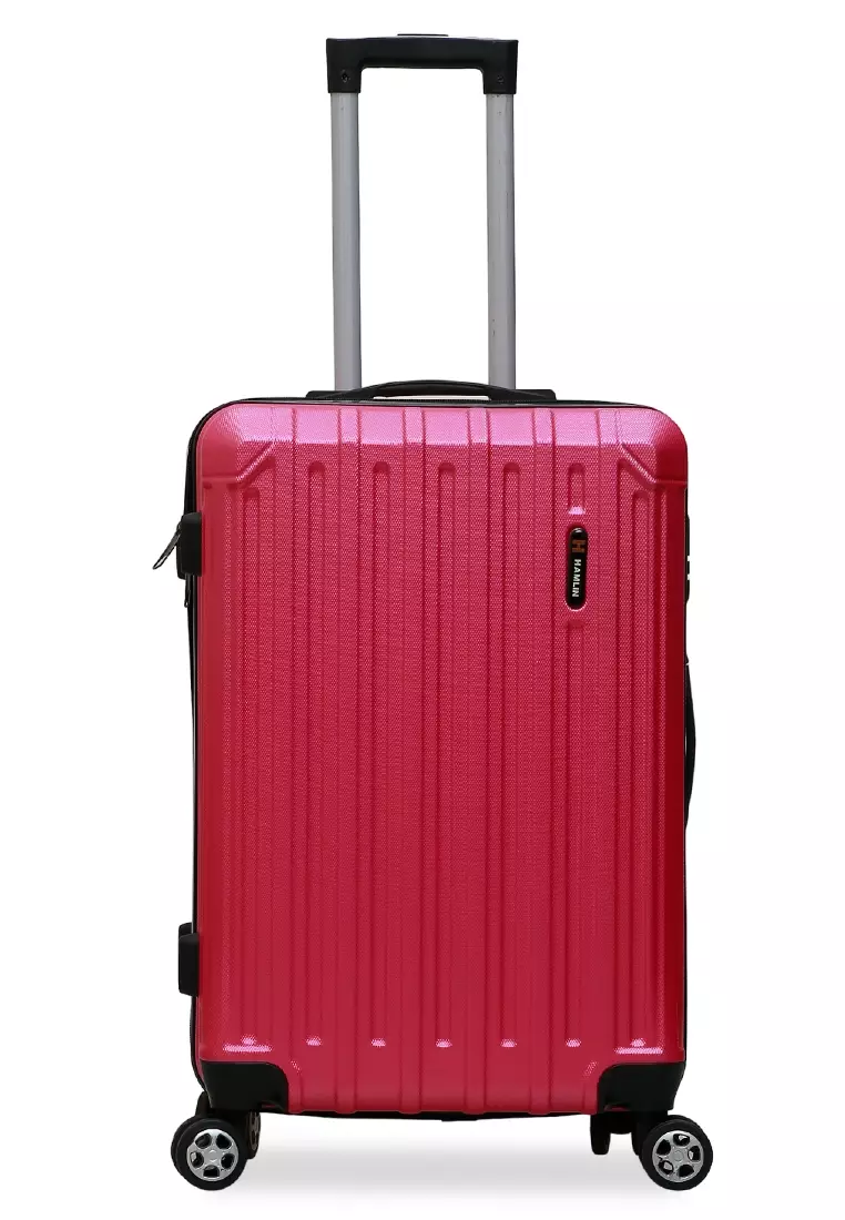 Isvara Tas Koper Hardcase Unisex One Set Suitcase Number Code Combination Lock Large Compartment Material ABS+PVC Coated ORIGINAL - Pink