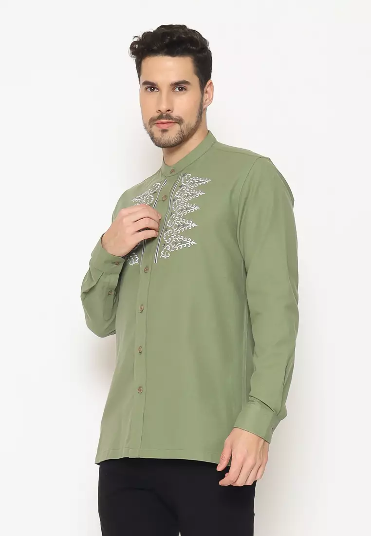 MAGINOT ALRIZA OLIVE BORDIR Koko Slim Fit Lengan Panjang