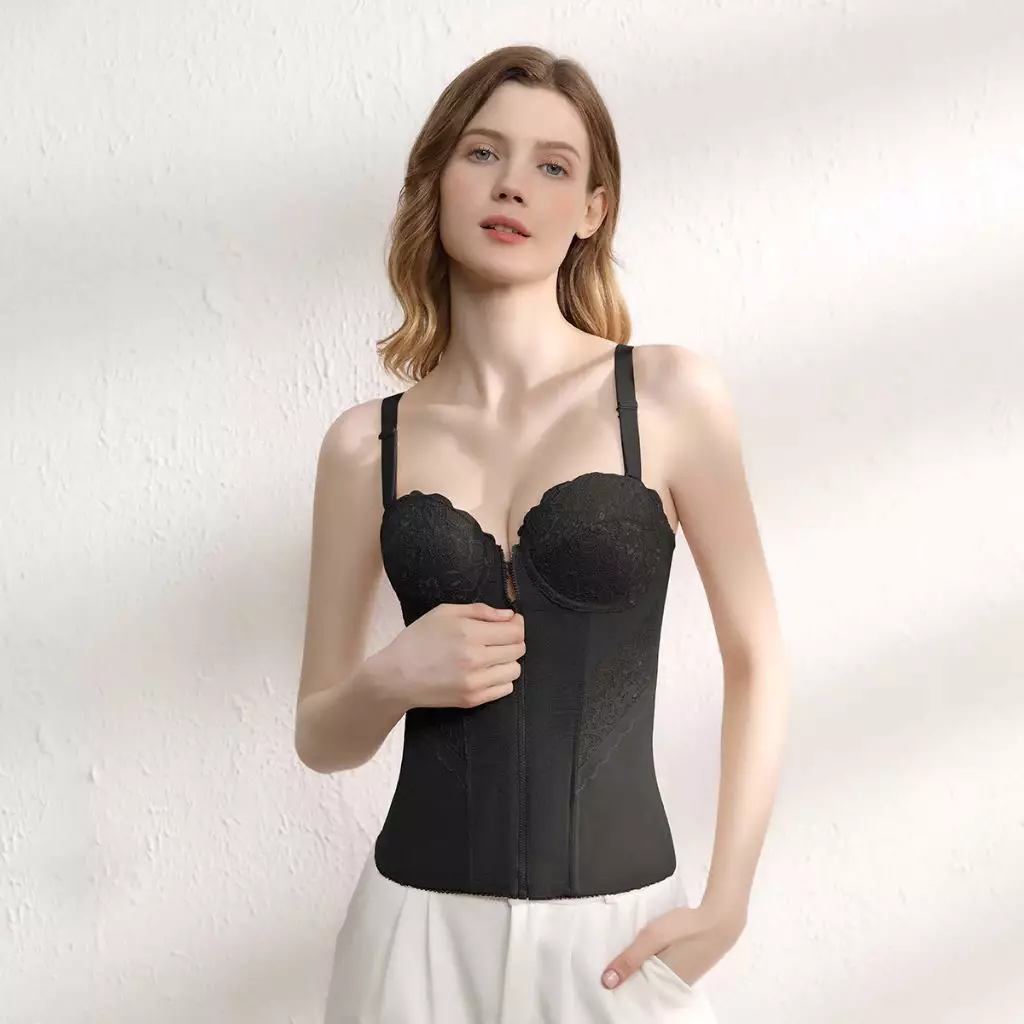 Corset Long Torso Front Hook N16-3070B - Black