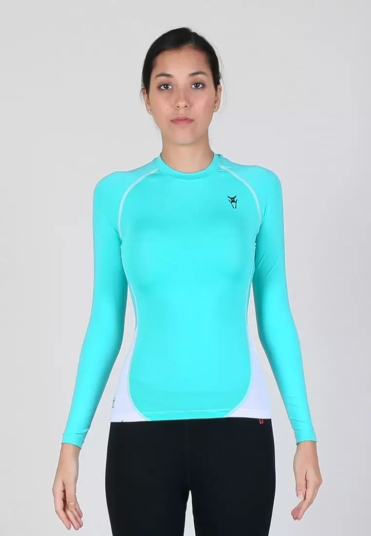 Amnig Women Maxforce Dual Tone Compression Long Sleeve Top (Mint)