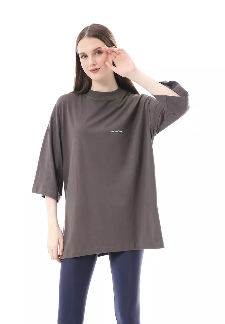 Wina Kaos Atasan Wanita Polos Basic Oversize- Dark Grey