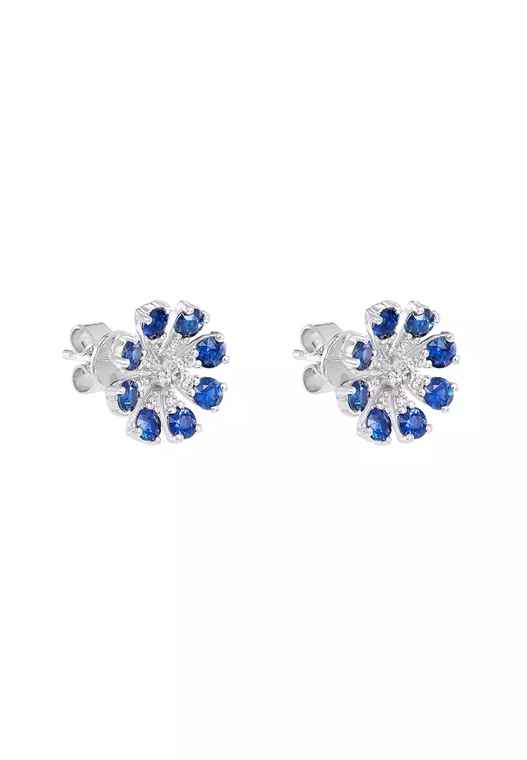 FIREWORKS | Blue Sapphire and Diamond Earring in 750/18K White Gold 262870122(E)-WG-BS