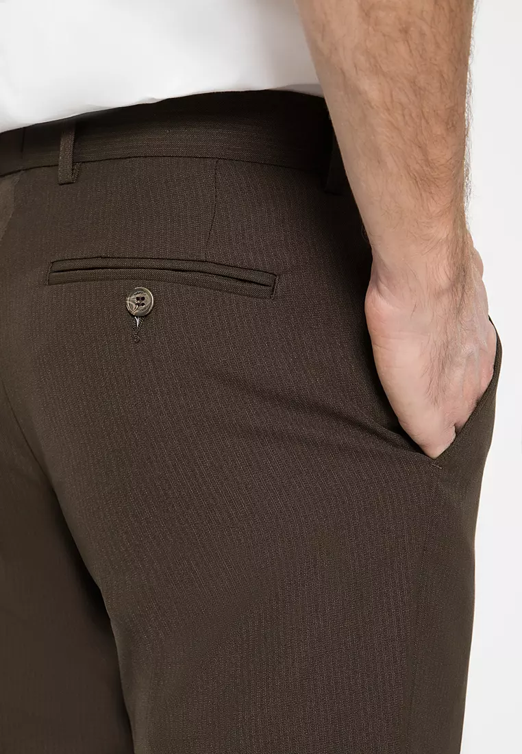 Johnwin - Celana Formal - Celana Pria - Coklat - Polyester - Slim Fit - F.880.010.340.C