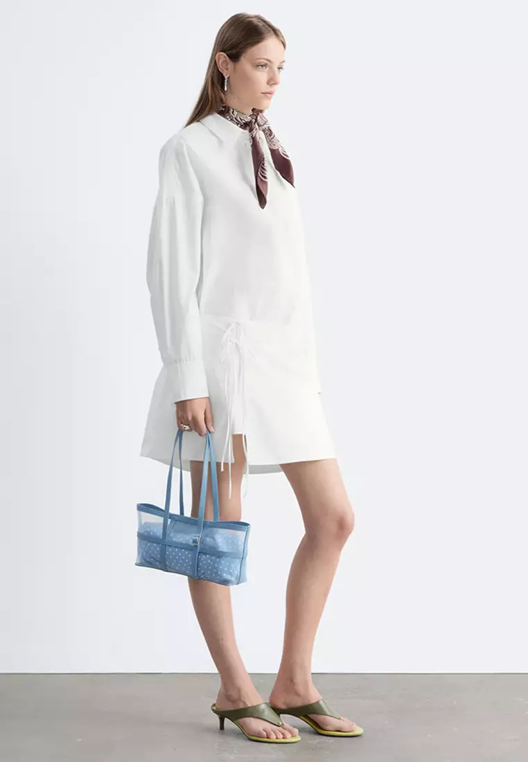 Tie-Detail Mini Shirt Dress