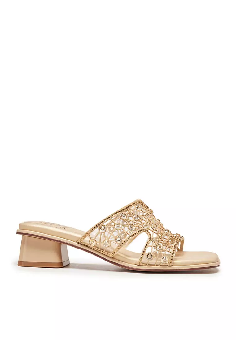 Buy Staccato Staccato Mesh Embroided Block-Heel Sandals - Apricot
