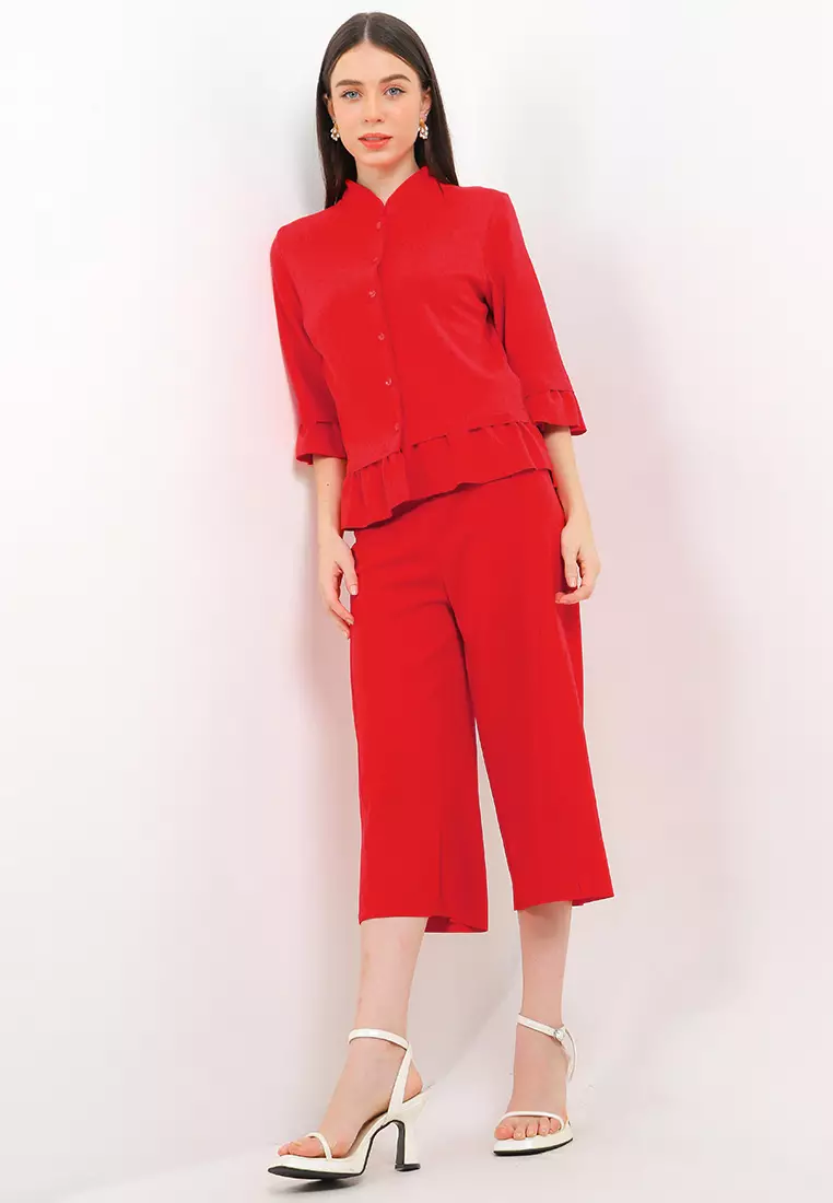 Unfinished Ruffle High Low Blouse