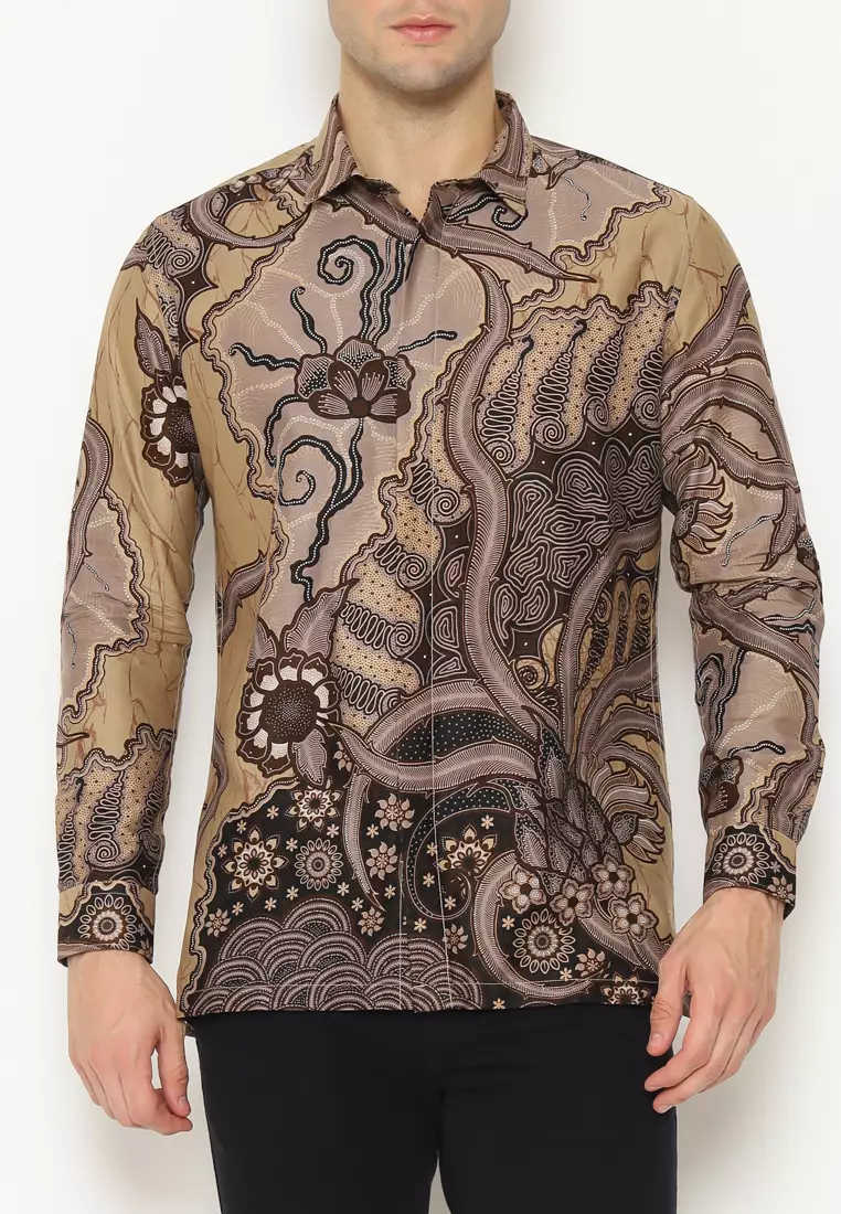 MAGINOT NAWA Batik Pria Slim Fit Lengan Panjang