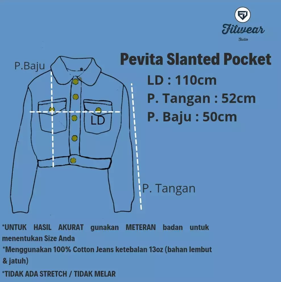 Fitwear - Jaket Jeans Croptop Oversize Wanita PEVITA SLANTED POCKET SNOW - SNOW LIGHT BLUE