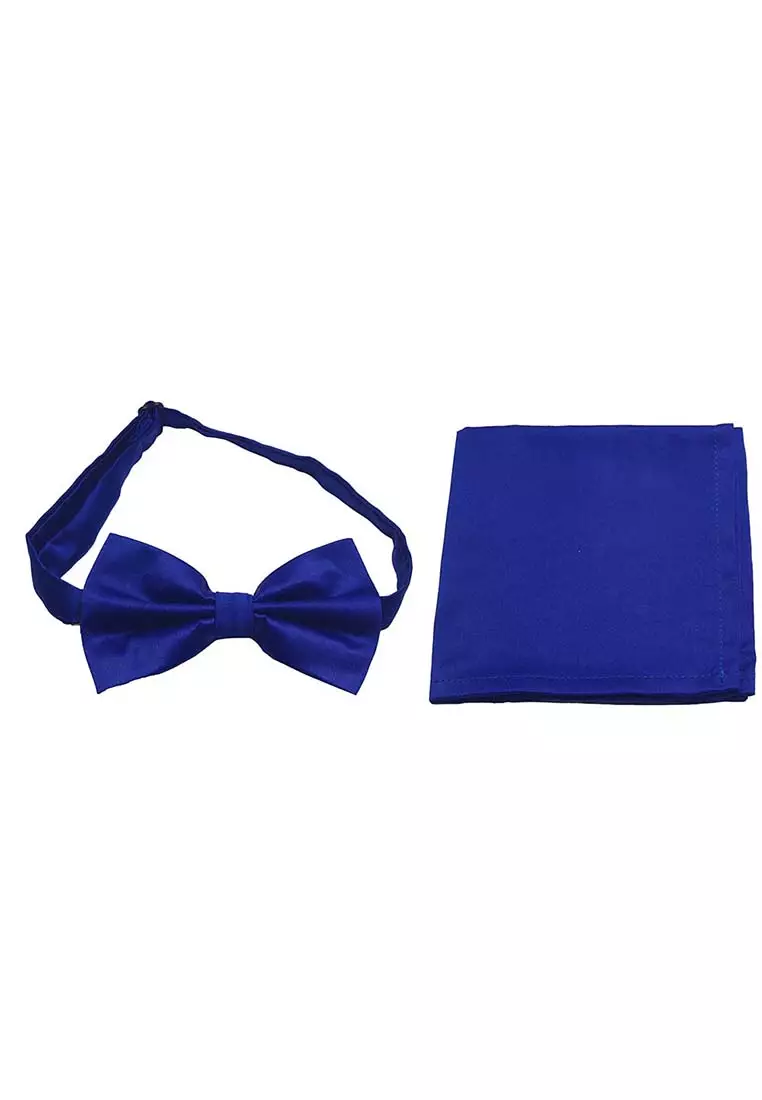 Houseofcuff Dasi Kupu Bowtie Pocket Square Saputangan Biru Tua A03