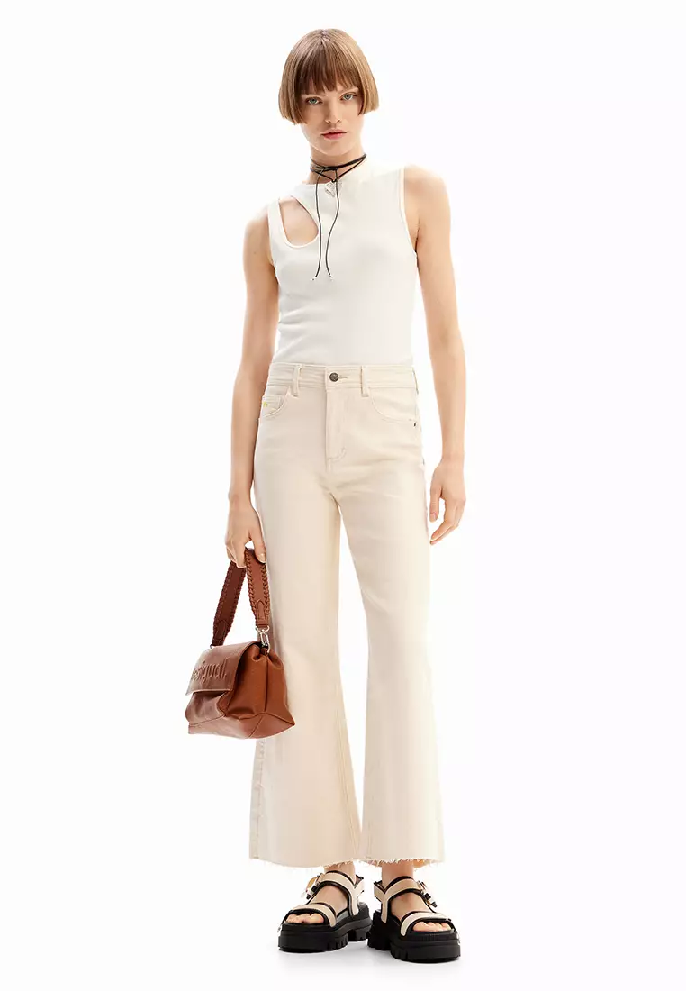 Desigual Woman Cropped culotte jeans.
