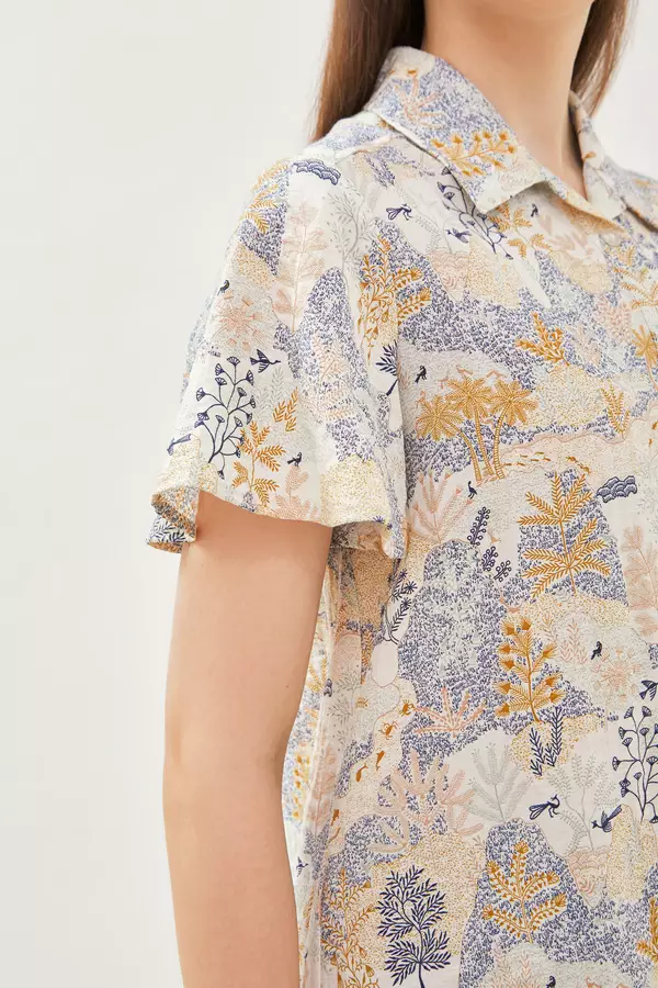 MINIMAL - Azuka Blus Motif Floral - Beige Colour Beige