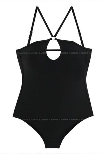 LYCKA black LNN1207 Korean Lady One Piece Swimwear Black 56C9BUS28ED677GS_1