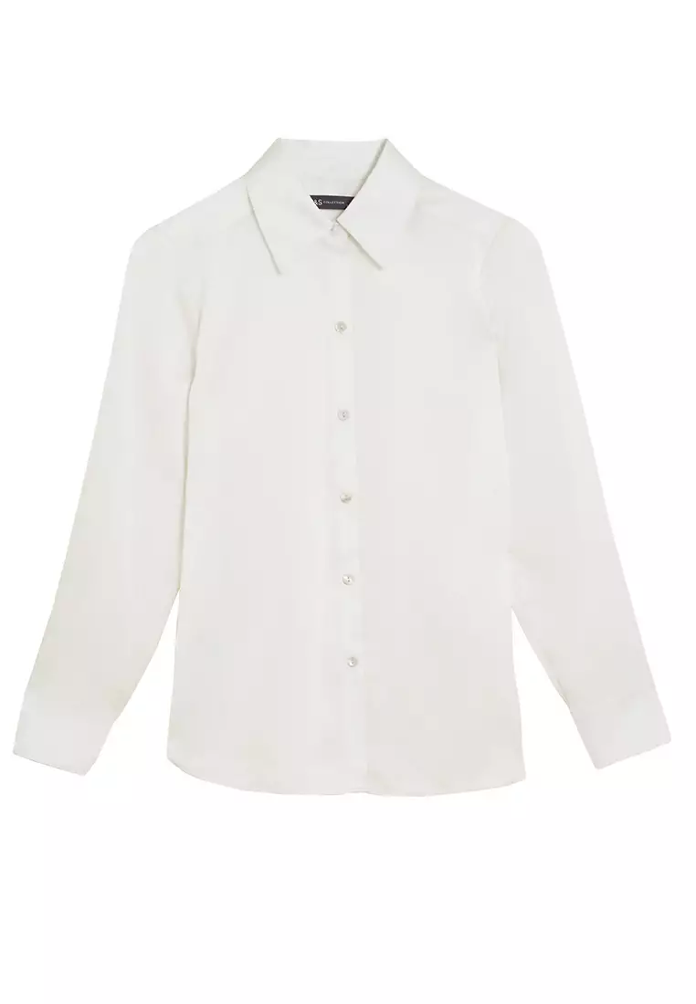 Satin Collared Long Sleeve Shirt