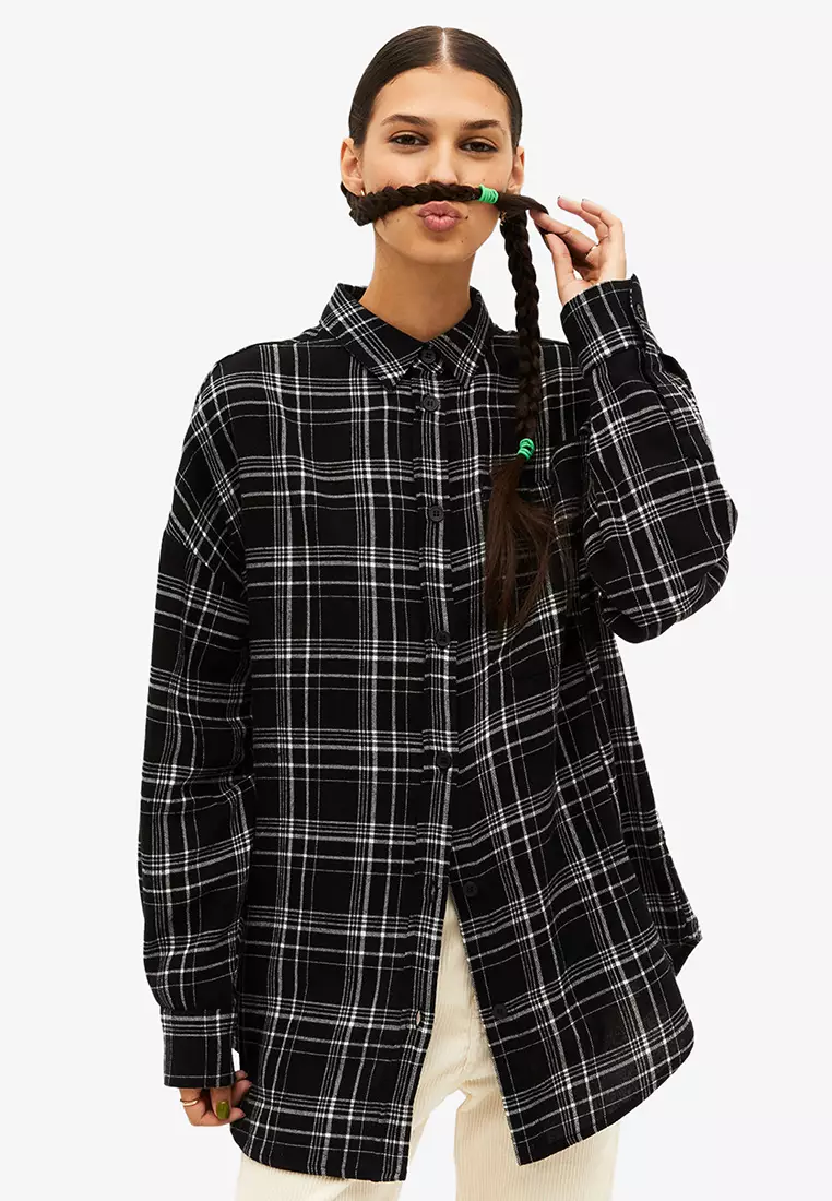 Buy Monki Light Weight Loose Fit Flannel Shirt Online ZALORA