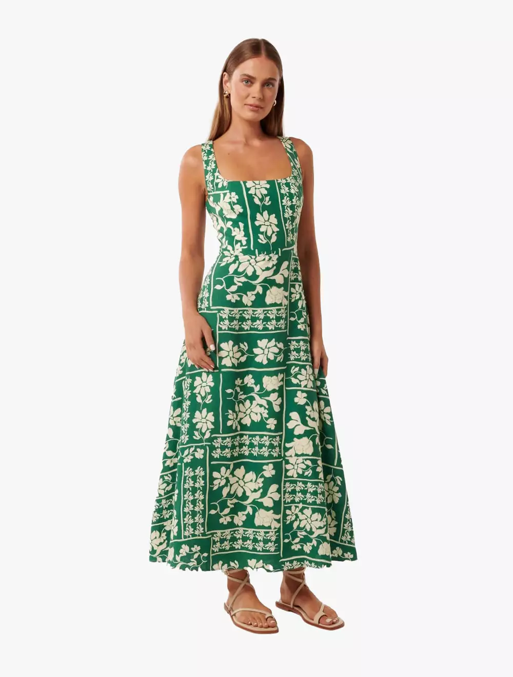 Tori Square Neck Linen Midi