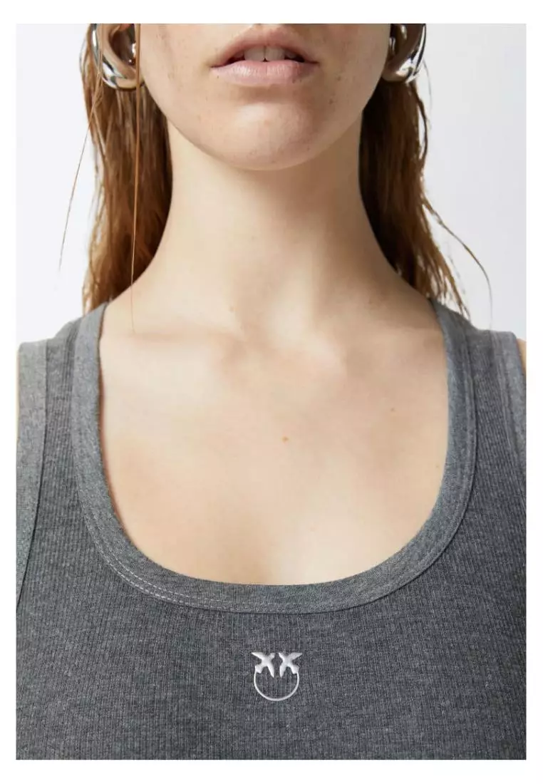 Ribbed tank top with logo