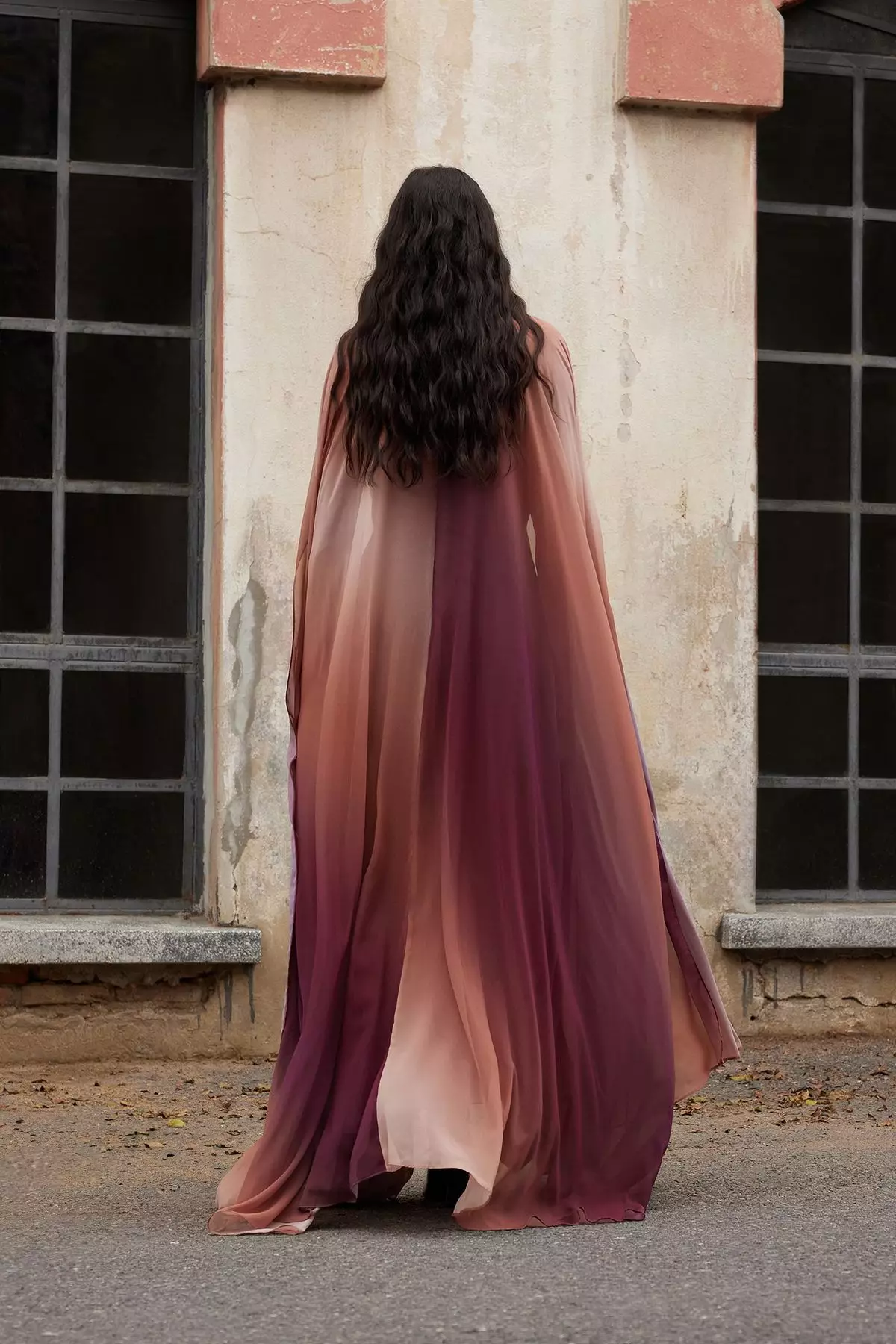 X Ai Brown Gradient Cape Evening Dress Tctaw25Db00019