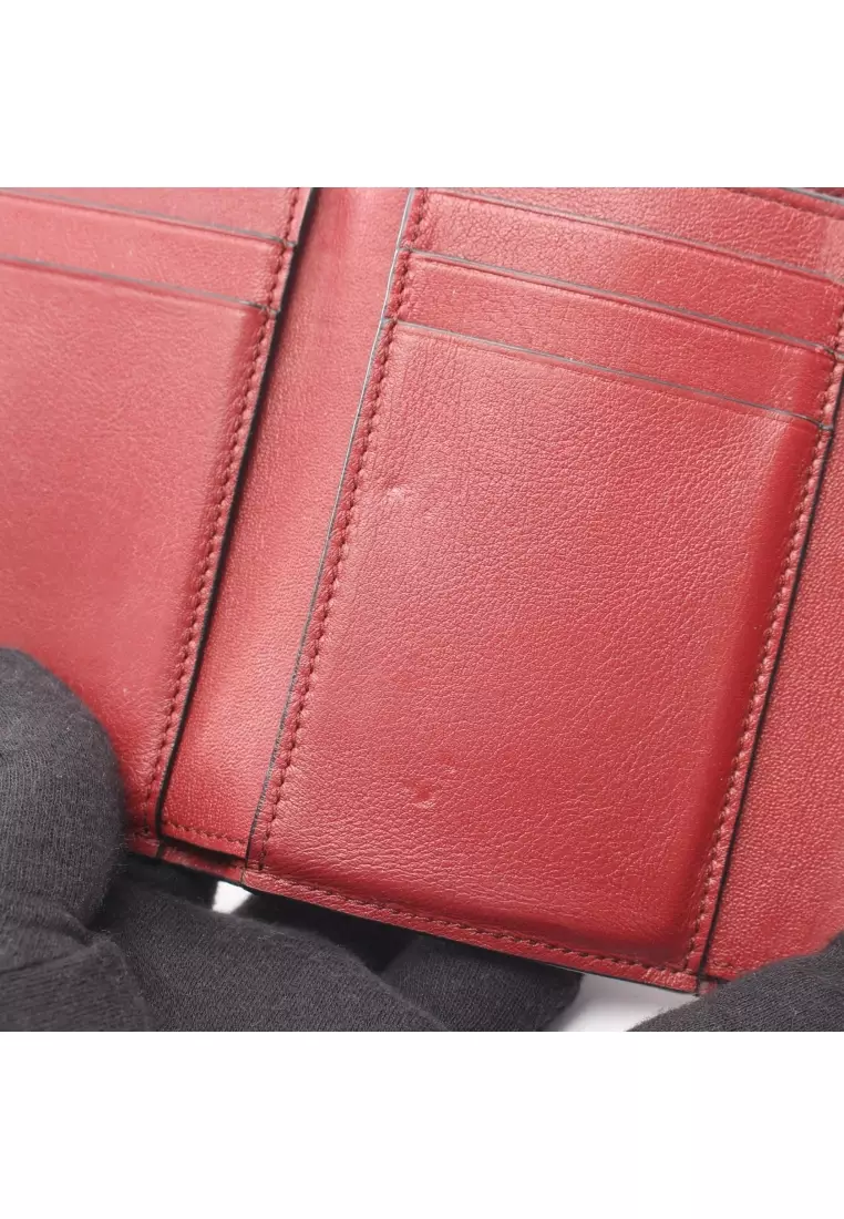 Pre-Loved LOEWE Vertical wallet Small trifold wallet leather Brown