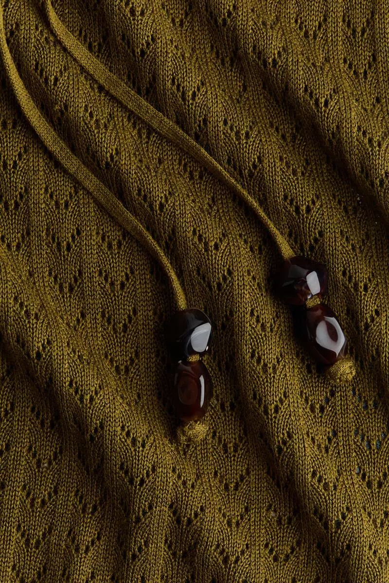 Pointelle-knit tie-detail top