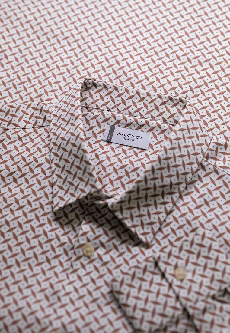 MOC Kemeja Motif Lengan Panjang Pria Mateo - Dark Orange