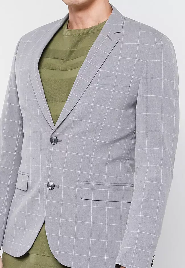 Super Slim-Fit Checked Tailored Blazer