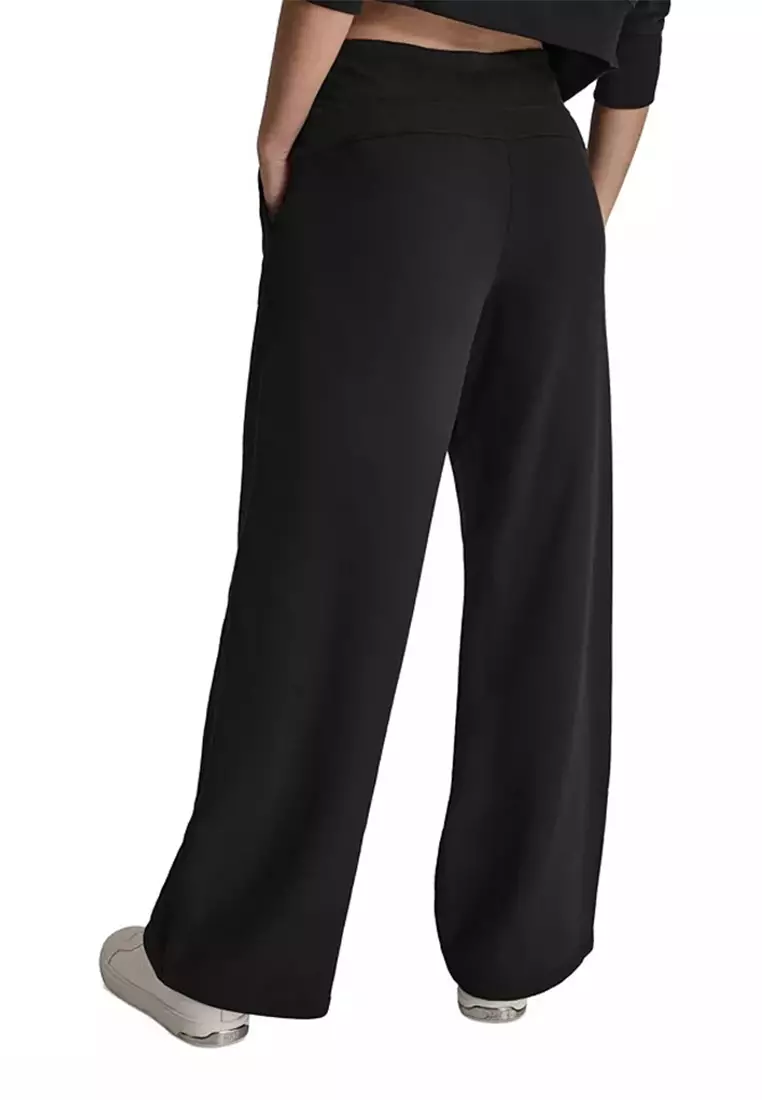 Embroidered Logo Wide Leg Pant With Pockets