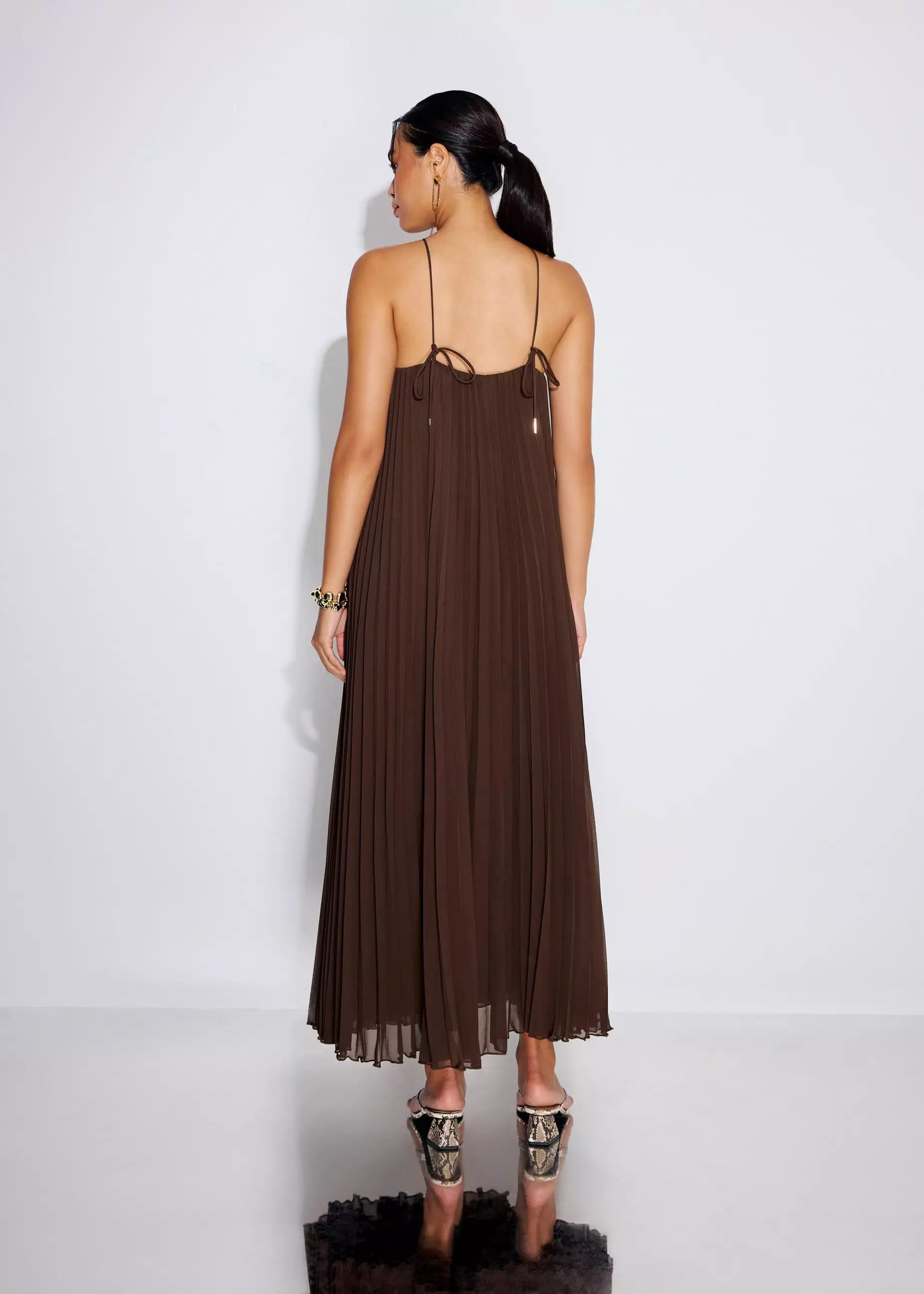 bcbg navy halter dress Kelsia Aqua Mist Cascade Ruffle Halter Dress main image 0