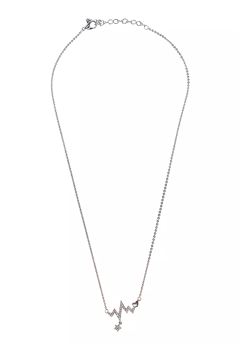 Kalung Liontin Wanita Bahan Rhodium Design Elegant Premium Quality - Silver