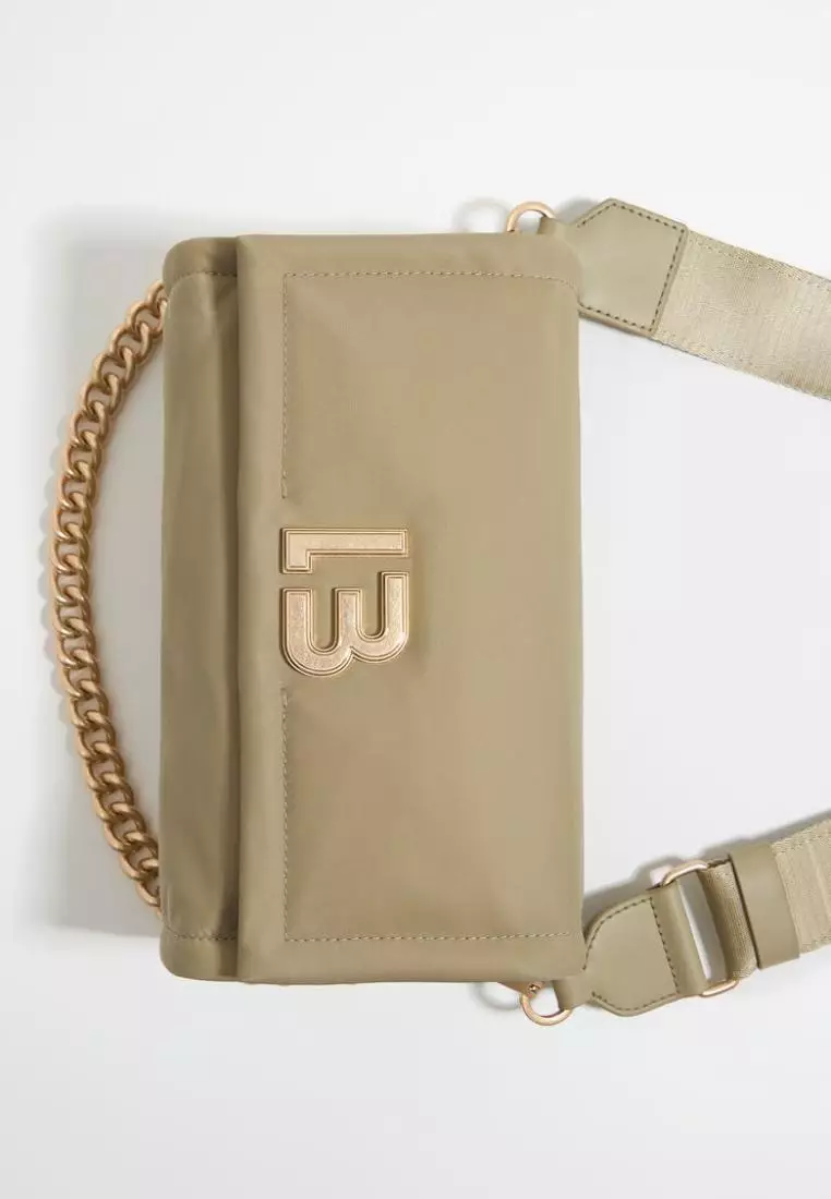 Bimba Y Lola M Light Khaki Nylon Flap Bag