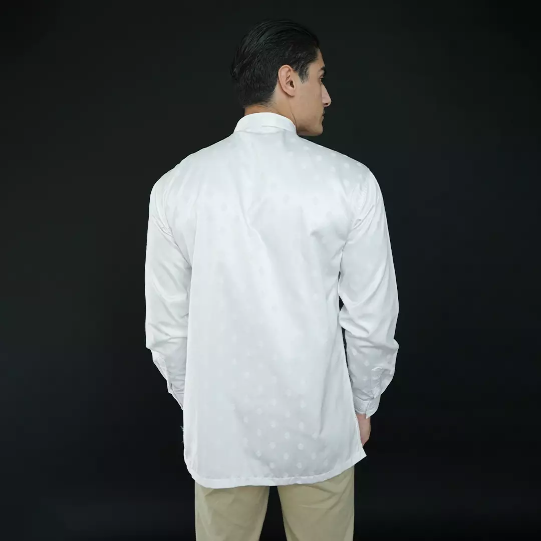 Casella Baju Koko Pria Lengan Panjang | Baju Koko Batik Syam 9983 White