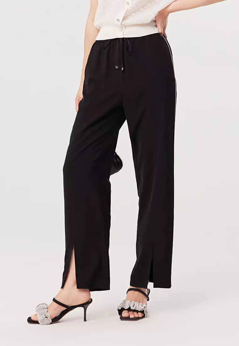 High Wasit Wide Leg Pants with Split Hem