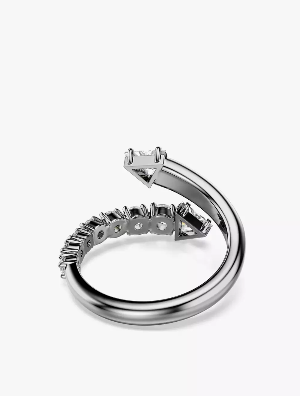Sublima Open Ring, Mixed Cuts, White, Ruthenium Plated