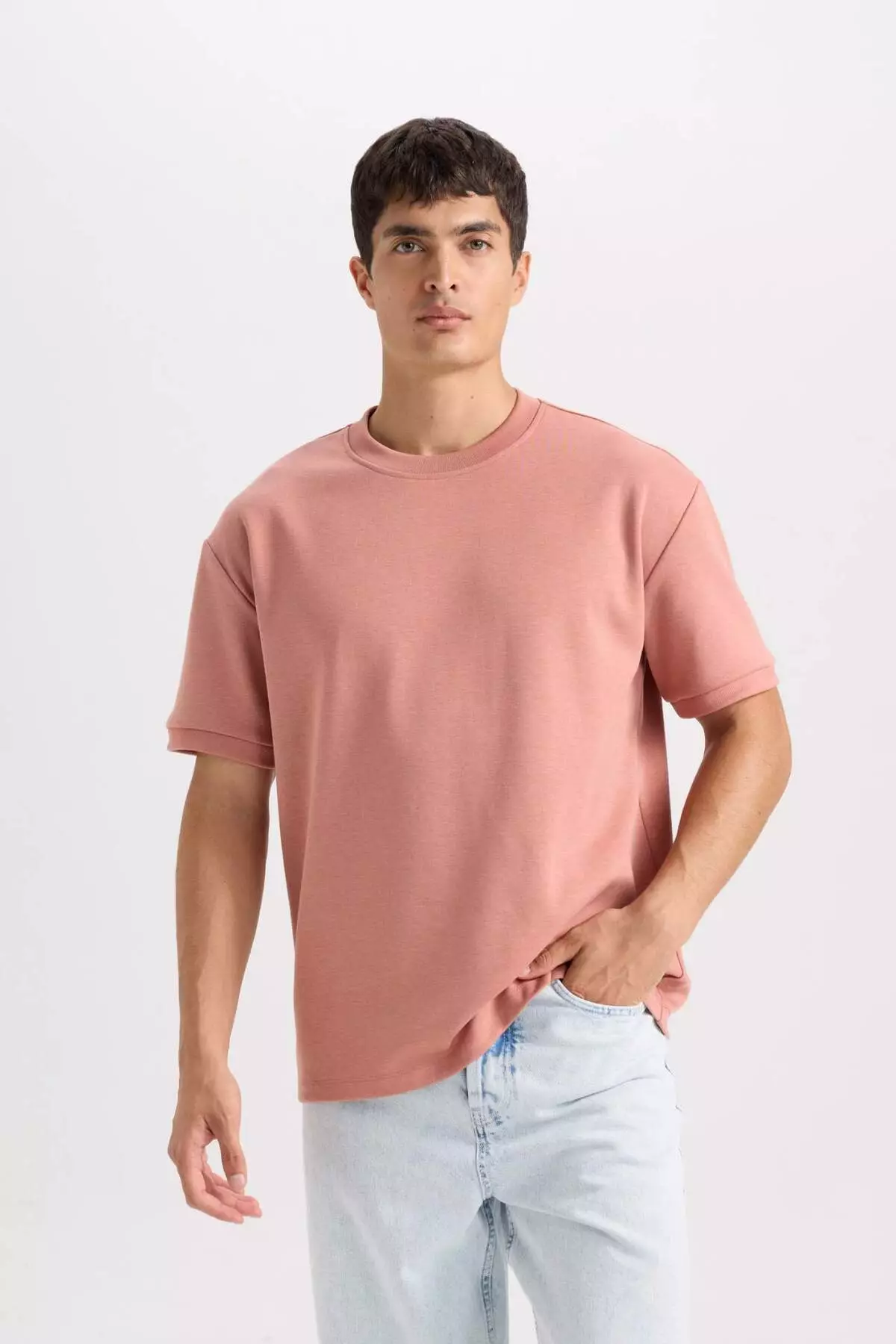 Oversize Wide Fit Crew Neck Basic Plain Short Sleeve Heavy Fabric T-Shirt B6494Ax25Sp