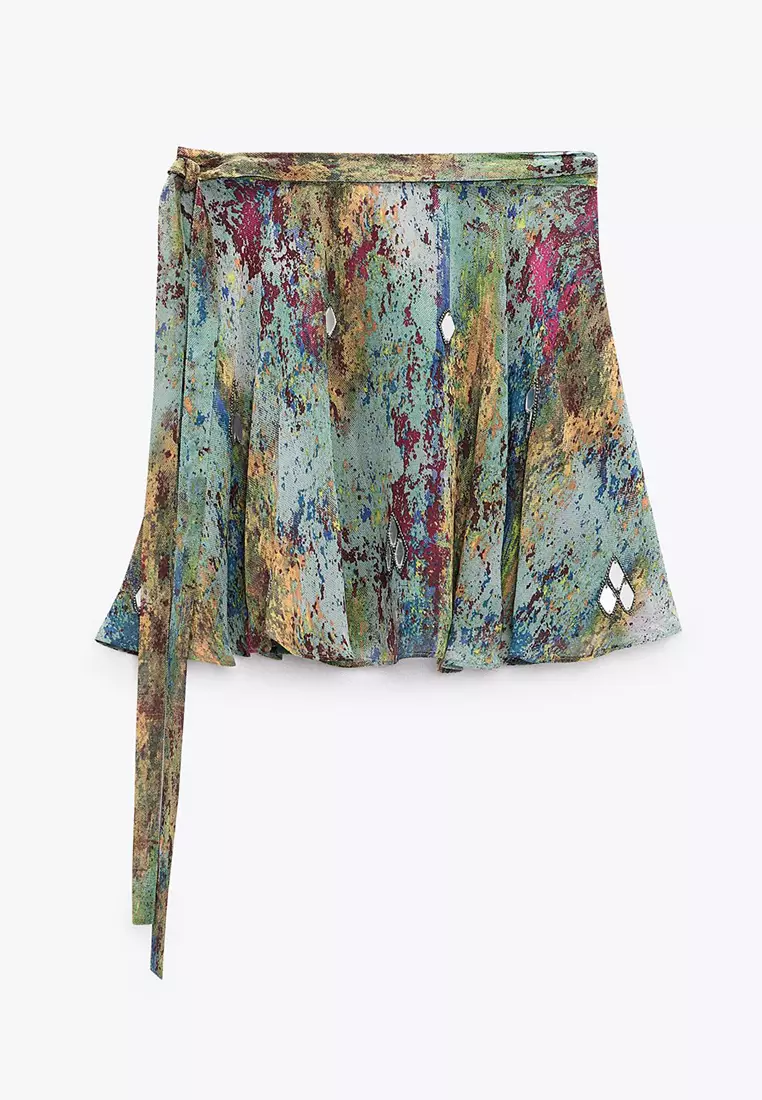 ミニスカート Mirror-Effect Mini Skirt ZARA High-Rise Mini Skirt with Mirror-Effect Appliques 2025