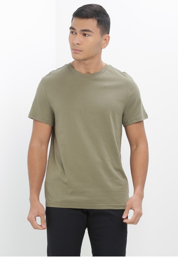 H&M green Round-Neck T-Shirt Regular Fit 7B630AAFAD4641GS_1