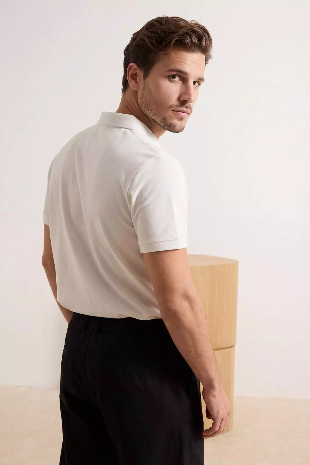 Buy Trendyol Ecru Regular/Normal Cut Soft-Textured Patı Printed Polo ...