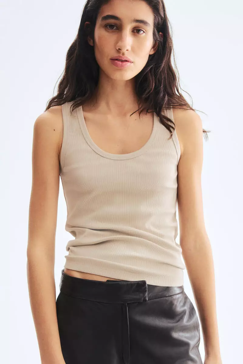 Ribbed cotton vest top