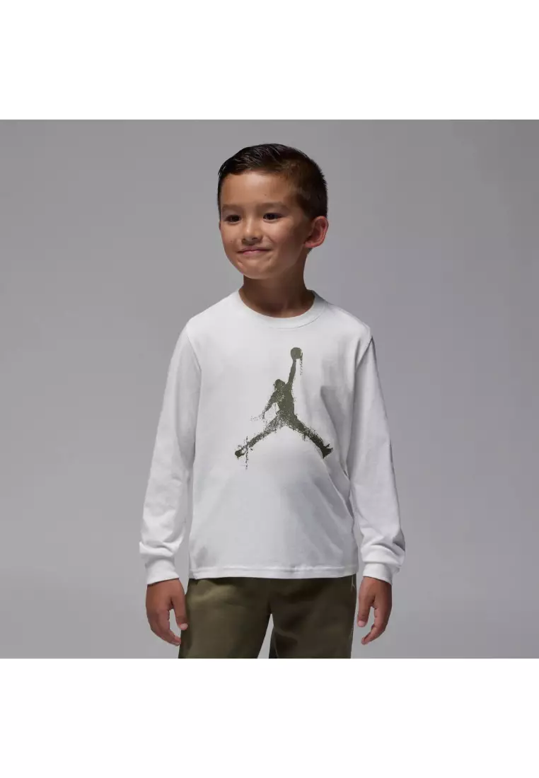 Boys Jumpman Drips White Long Sleeve T-Shirt (Little Kids)