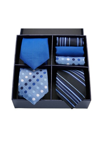 Kings Collection blue Tie, Pocket Square 6 Pieces Gift Set (UPKCBT2114) 284C9AC765E668GS_1